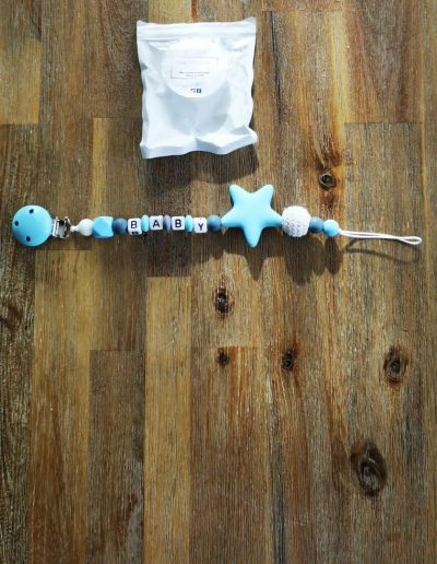 attache tétine bleu étoile baby