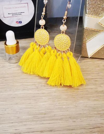 boucles d'oreille en acier inoxidable jaune boheme
