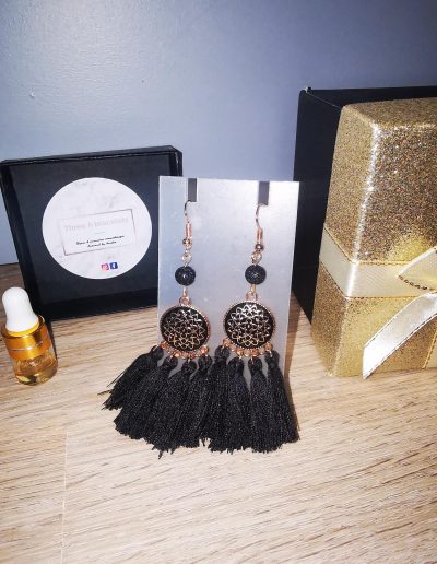 boucles d'oreilles boheme noir