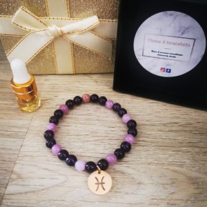 bracelet amethyste et signe astro rose gold