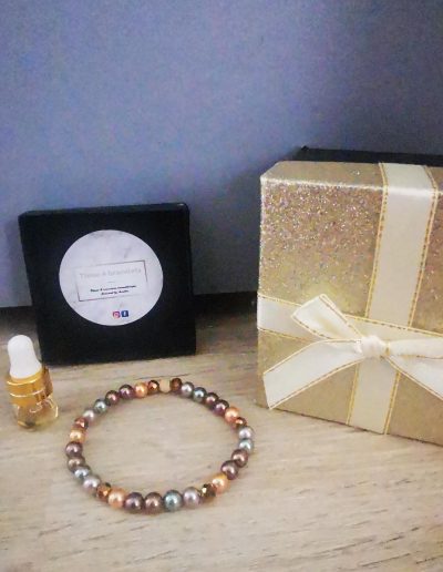 bracelet d'eau douce marron 6mm elastique
