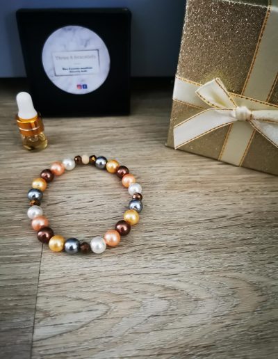 bracelet d'eau douce marron 8mm elastique
