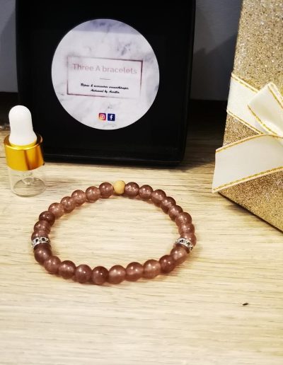 bracelet élastique en perles en verre marron 6mm et séparateur argenté chinois en acier inoxydable