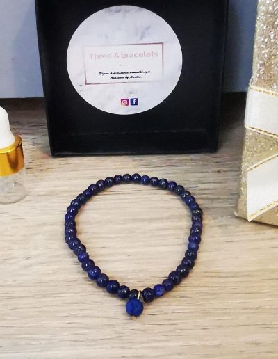 bracelet élastique perles lapis lazuli 4mm
