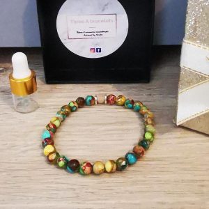 bracelet élastique perles picasso clair et etoile argenté en acier inoxydable