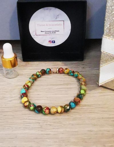 bracelet élastique perles picasso clair et etoile argenté en acier inoxydable