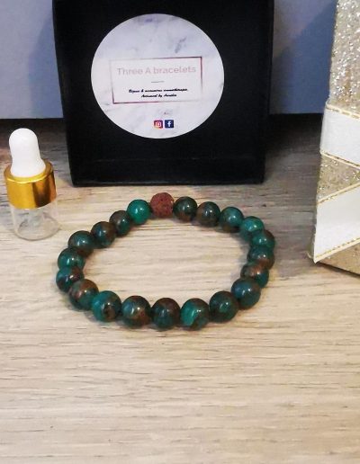 bracelet élastique perles sable ocre et vert