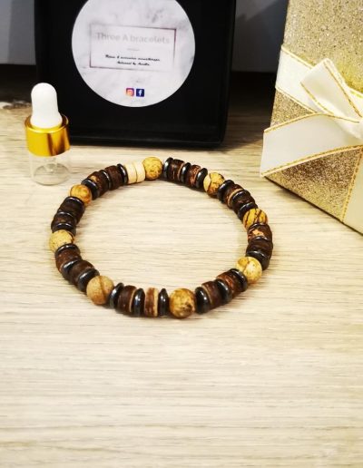 bracelet homme élastique perles de différents bois 8mm