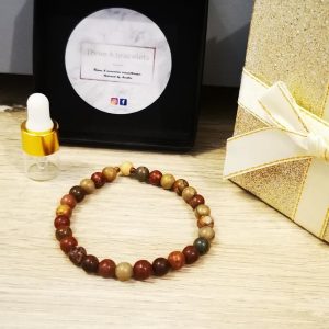 bracelet perle picasso ambré et perle en bois cèdre