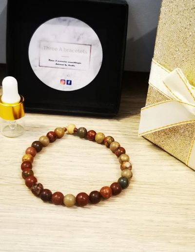bracelet perle picasso ambré et perle en bois cèdre