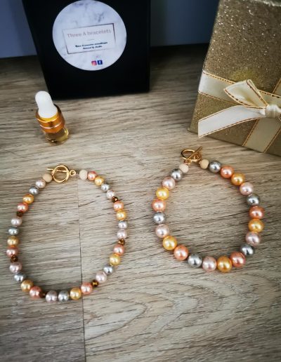 bracelets duo perle d'eau douce corail