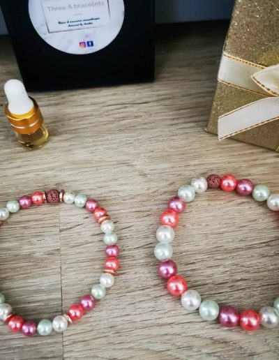 bracelets duo perle d'eau douce rose 6mm et 8 mm