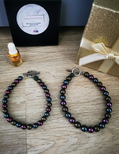 bracelets duo perle d'eau douce violet 6 mm et 8 mm