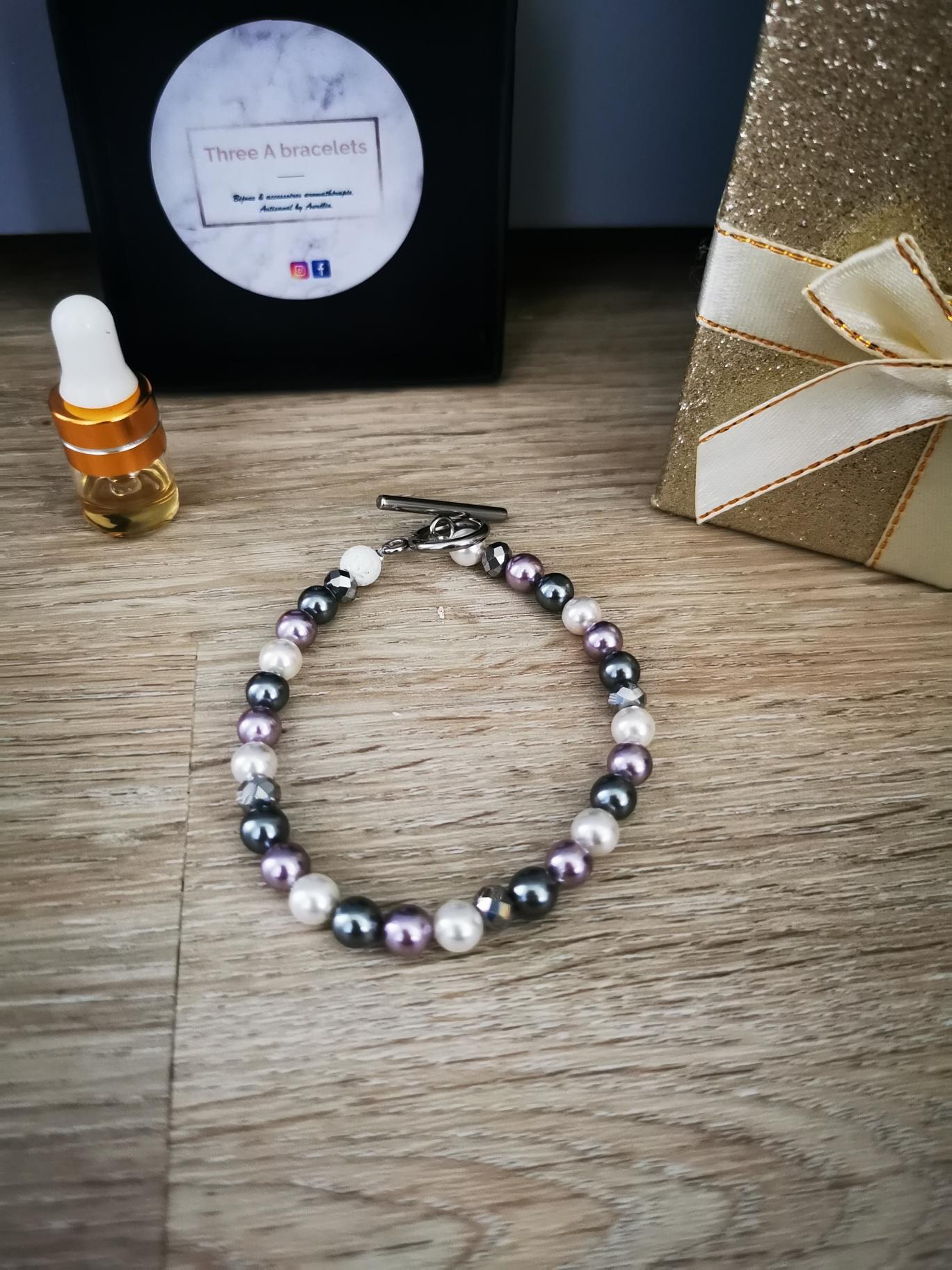 bracelets perle d'eau douce gris 6mm