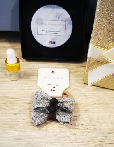 chouchous tissu chiné et perle de lave noire