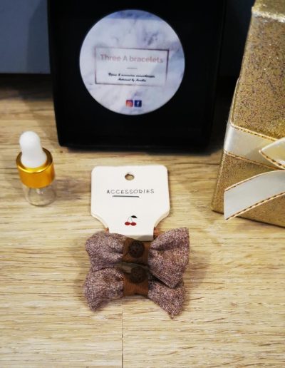 chouchous tissu chiné marron et perle de lave marron