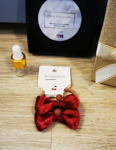 chouchous velours rouge et perle de lave bordeaux